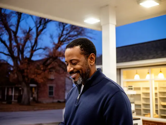 A gas station owner under a white canopy.